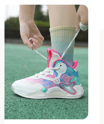 Children Basketball Shoes Breathable Mesh Boys Girls Fashion Sneakers School Sport Shoes Kids Casual Trainers Outdoor Athletic
