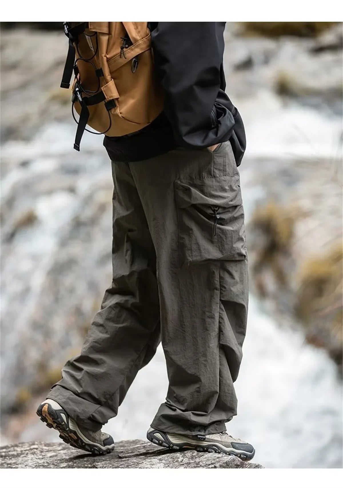 New Trendy New Men's Spring/Summer Breathable Outdoor Cargo Parachute Pants Leisure Hiking Mountaineering Water-resist Pants