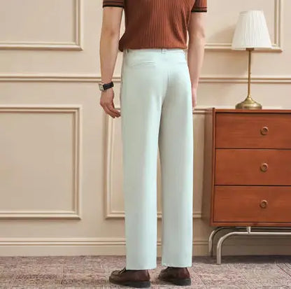 Men‘s Trousers Slim-Straight Fit  for Spring & Summer Slim Fit Daily Work Trousers, Solid Color Street Suit Trousers