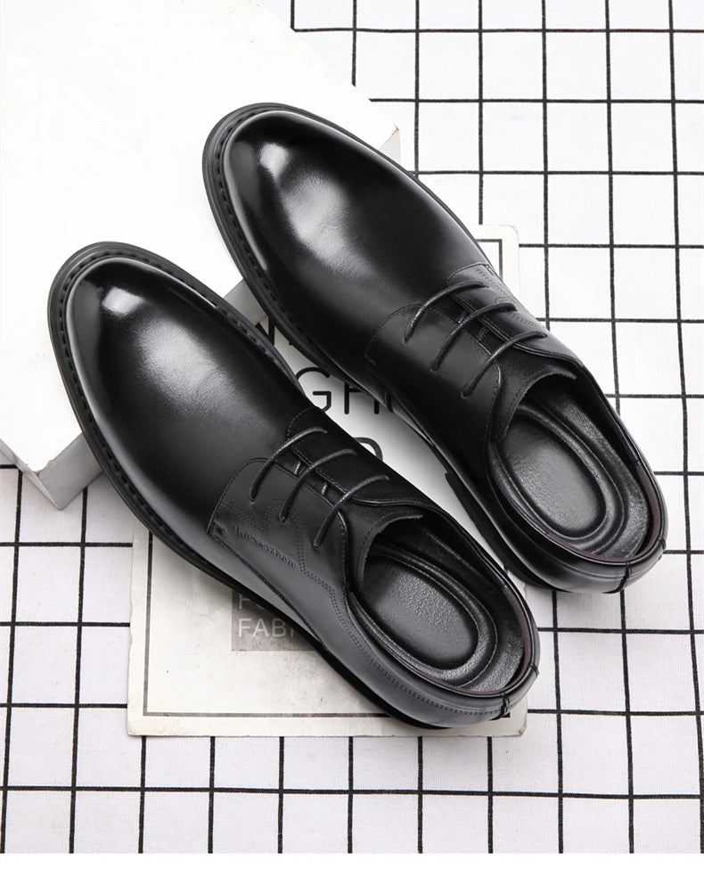 Men Business Elevator Shoes Real Cowhide Invisible Height Increasing Shoes with 3/6/8CM Height Boost Breathable Comfortable
