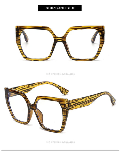 Cycling 8pcs Cateye Sunglasses Sets Women Luxury Minimalist Leopard Pattern Design Retro Polygonal Eyeglasses UV400 Unisex