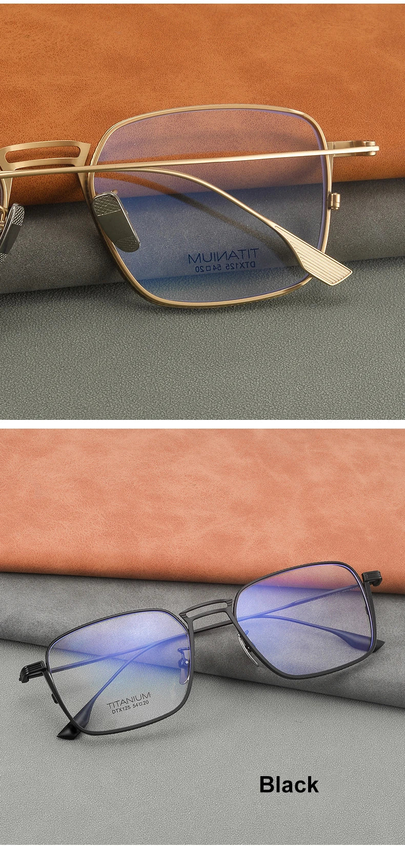 Ultralight Pure Titanium Frames Business Retro Square Men's Reading Glasses Anti-blue Light Customized Myopia DTX125