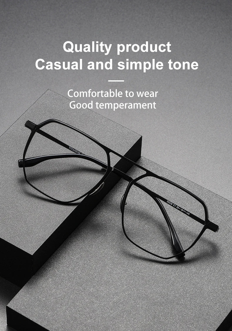 Large Frame Aluminum Frame Titanium Business Anti-Blue Light Reading Glasses Men Ladies Customizable Prescription ZY-20239