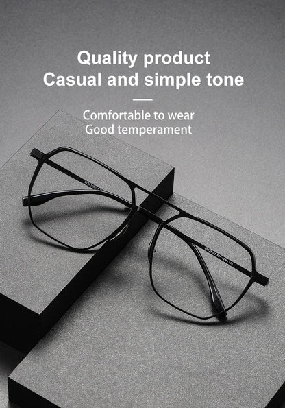 Large Frame Aluminum Frame Titanium Business Anti-Blue Light Reading Glasses Men Ladies Customizable Prescription ZY-20239