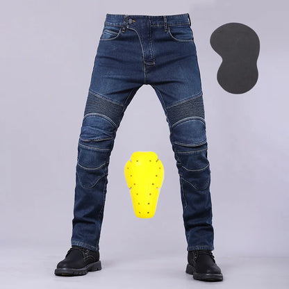Men's Winter Biker Jeans Motocycle Denim Pants Male Stretch Original Long Trousers Off-road Protection Pants Plus Size 5XL