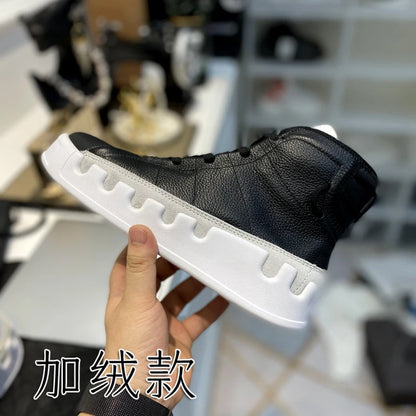 American European Fashion Casual Shoes Men High-top Sneaker Boots Cowhide Comfortable Leather Ankle Boots Lace-up Flat Trainers