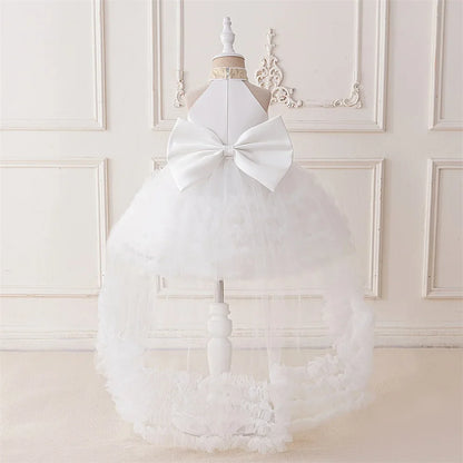 Big Bow Sequin Baby Party Girl Dresses Toddler Trailing 1st Bridesmaid Birthday Princess Dress Baby Gala Wedding Evening Costume