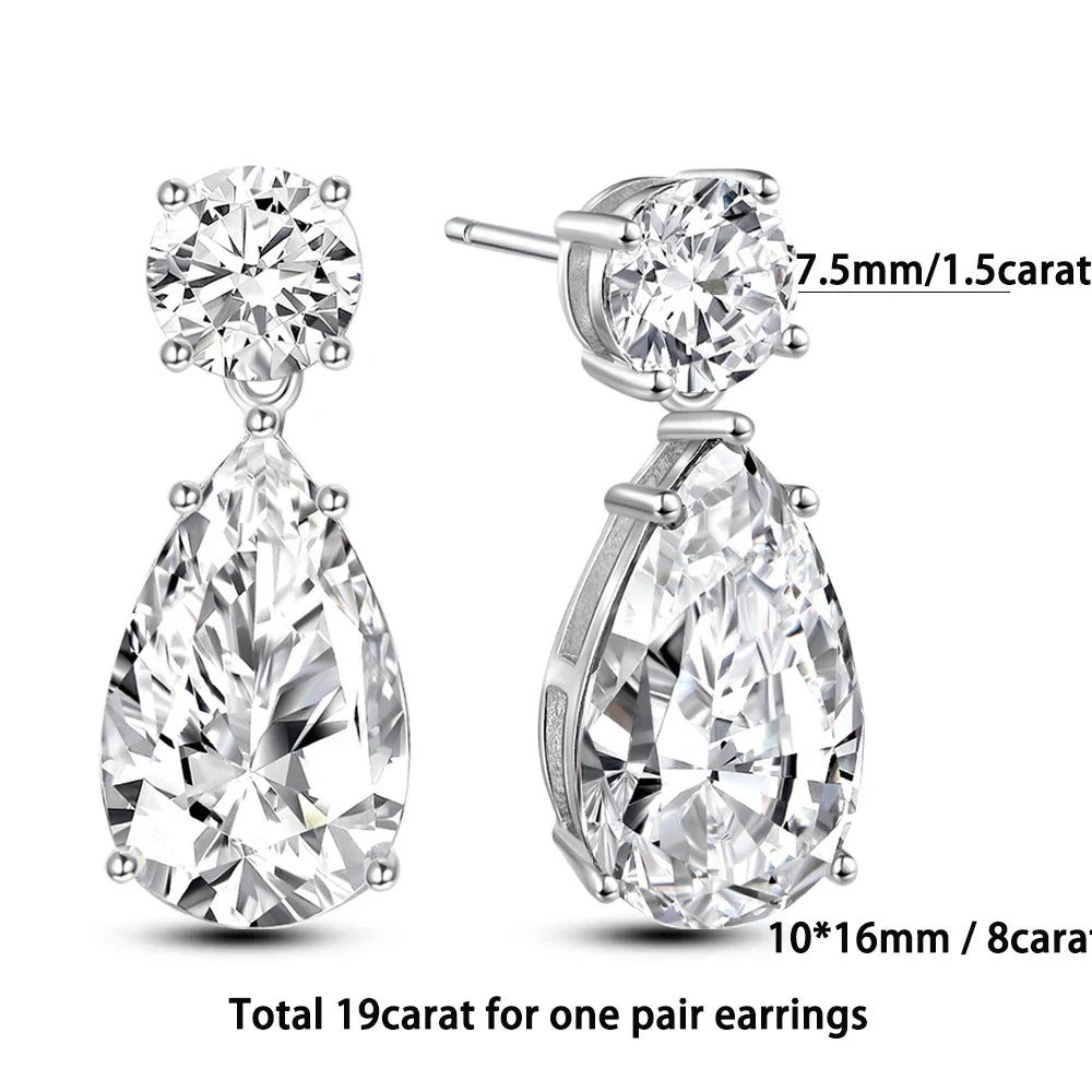 3cttw  Certified Oval/Round Cut Moissanite Diamond Drop Earrings for Women 100% 925 Sterling Silver Stud Earring Fine Jewelry