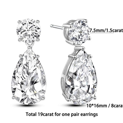 3cttw  Certified Oval/Round Cut Moissanite Diamond Drop Earrings for Women 100% 925 Sterling Silver Stud Earring Fine Jewelry