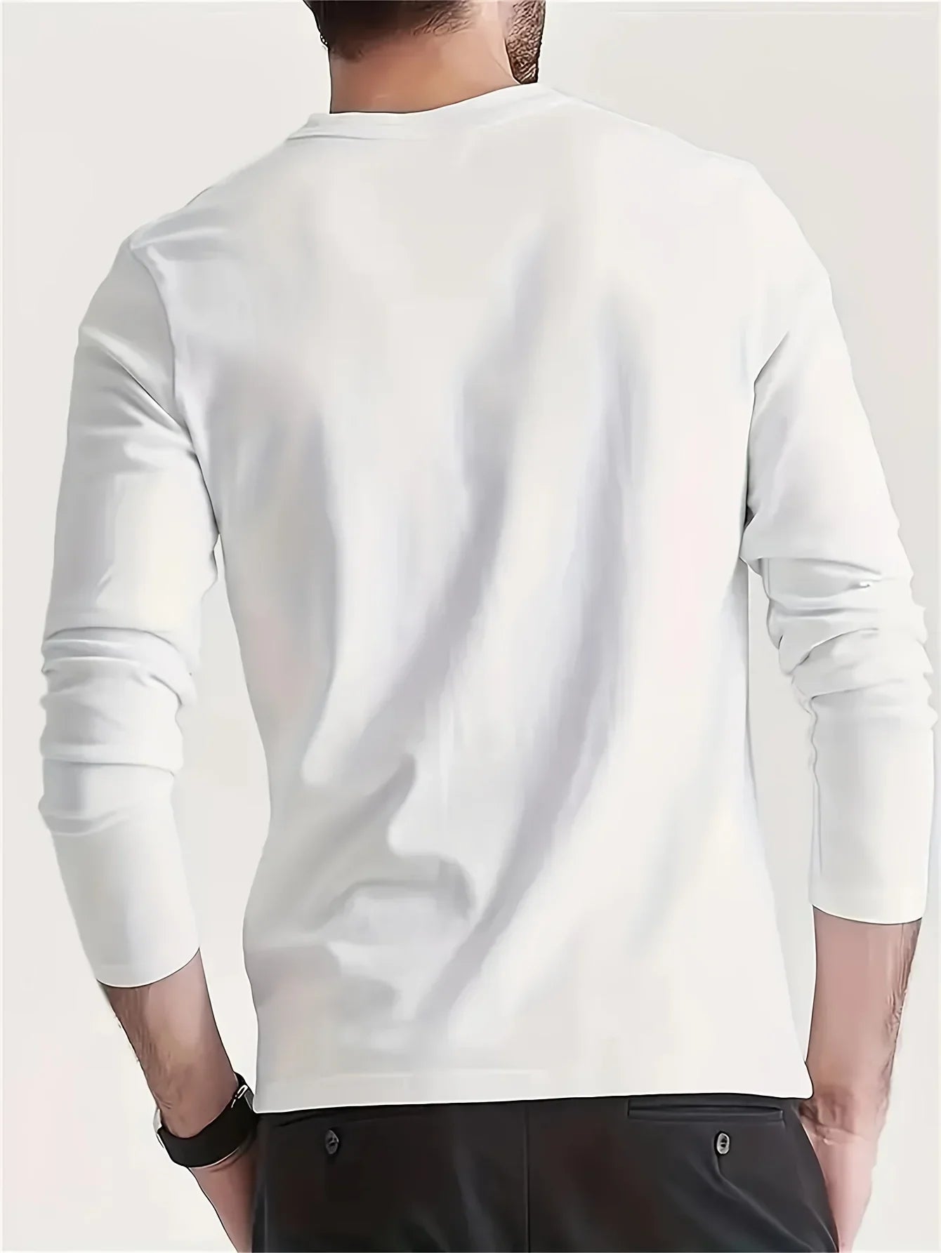 Men's 100% pure cotton loose and comfortable casual sports Brooklyn letter printed round neck long sleeved T-shirt top