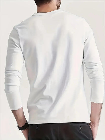 Men's 100% pure cotton loose and comfortable casual sports Brooklyn letter printed round neck long sleeved T-shirt top