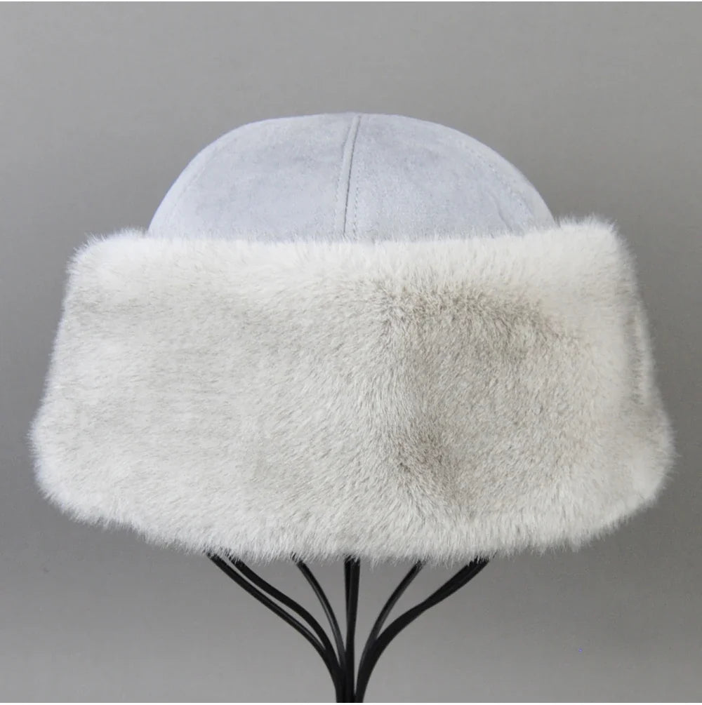 Hot Sale Faux Mink Fur Hat Winter Genuine Baseball Cap Russia Fashion Elegant Lady Warm Faux Fur Ball Straw Hat