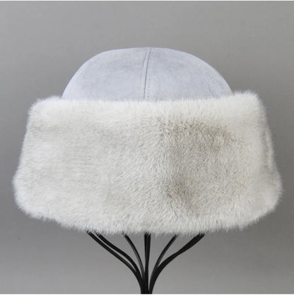 Hot Sale Faux Mink Fur Hat Winter Genuine Baseball Cap Russia Fashion Elegant Lady Warm Faux Fur Ball Straw Hat