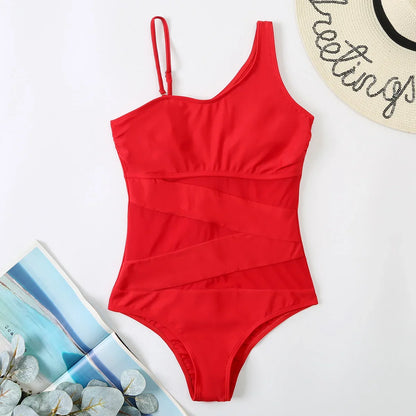 Sexy Net One Piece Swimsuit Women's Closed Swimwear 2026 New Push Up Swimming Wear Bodysuit Bathing Suit Beachwear Pool Bather