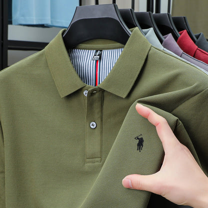 100%cotton luxury men's classic pony embroidery comfortable polo shirt fashionable summer new top breathable short sleeved shirt