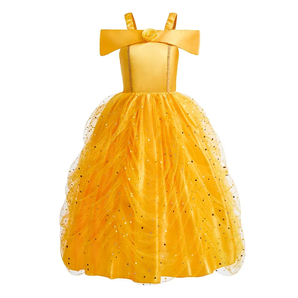 2026 Kid Elsa Anna Costume Girl Birthday Floral Dress Children Snow Queen Performance Fantasy Princess Evening Halloween Costume