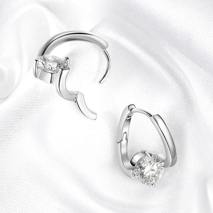 Certified 2CTTW D Color Moissanite Hoop Earring for Women Sparkling High Quality Lab Diamond Jewelry 925 Sterling Silver
