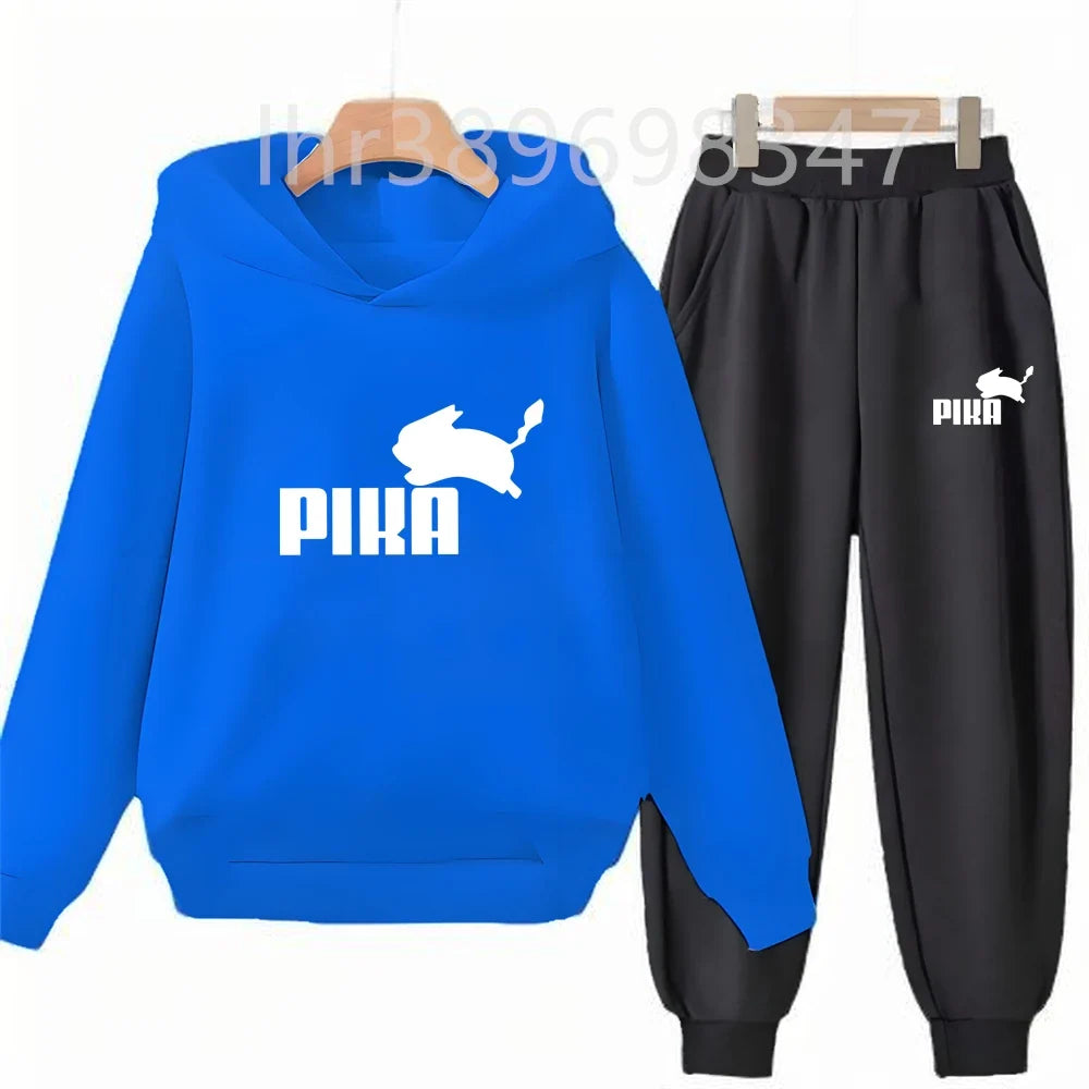 Children's Suit Hoodies Top+Bottom Girls Pink Boy Black Age 3-12 Coat Casual Toddler Sweatshirt Little White Rabbit Clothing
