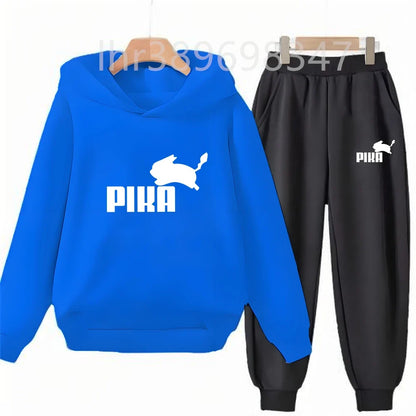Children's Suit Hoodies Top+Bottom Girls Pink Boy Black Age 3-12 Coat Casual Toddler Sweatshirt Little White Rabbit Clothing