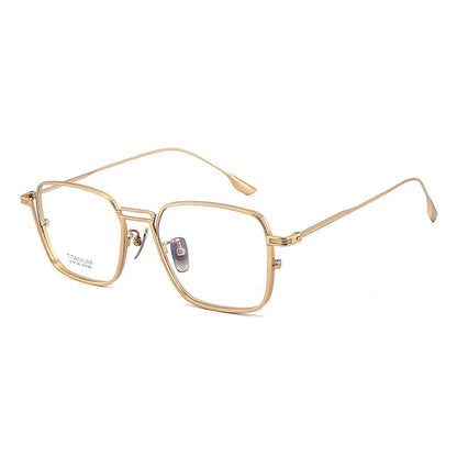 Ultralight Pure Titanium Frames Business Retro Square Men's Reading Glasses Anti-blue Light Customized Myopia DTX125