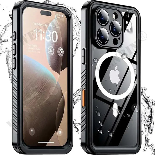 IP68 Waterproof Case For iPhone 17 16 15 14 Pro Max Plus ull Body Protective Cover Swim Underwater Diving Magsafe Magnetic Case