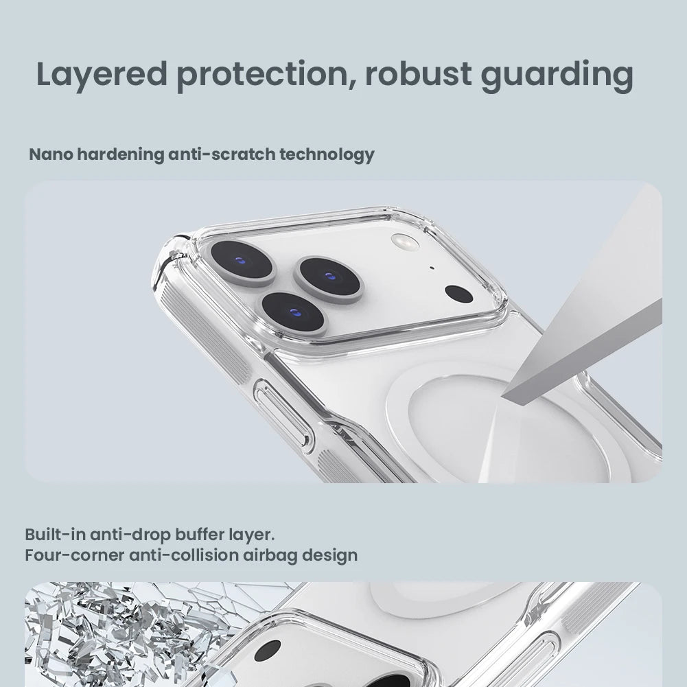 For iPhone 17 Pro Max 17 Air iPhone 16 Pro Max 16 Plus 17Pro Nature Pro Magnetic Transparent TPU Frame Cover Phone Case