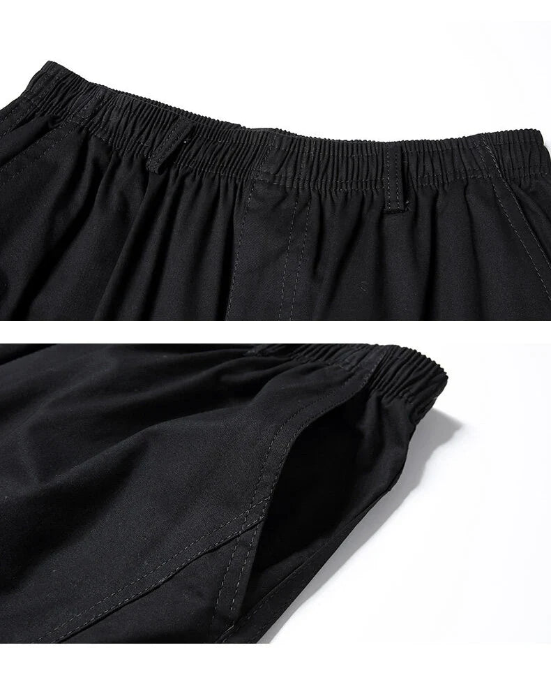 Mens Hiking Cargo Shorts Quick Dry Lightweight Tactical Work Shorts 6 Pockets Elastic Waist Cotton Running Shorts 3/4 Pants