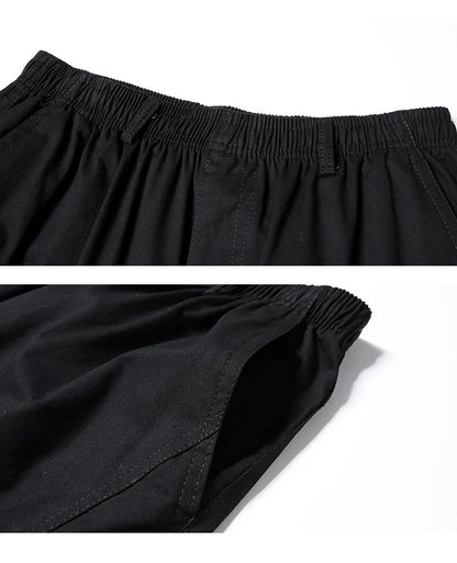 Mens Hiking Cargo Shorts Quick Dry Lightweight Tactical Work Shorts 6 Pockets Elastic Waist Cotton Running Shorts 3/4 Pants