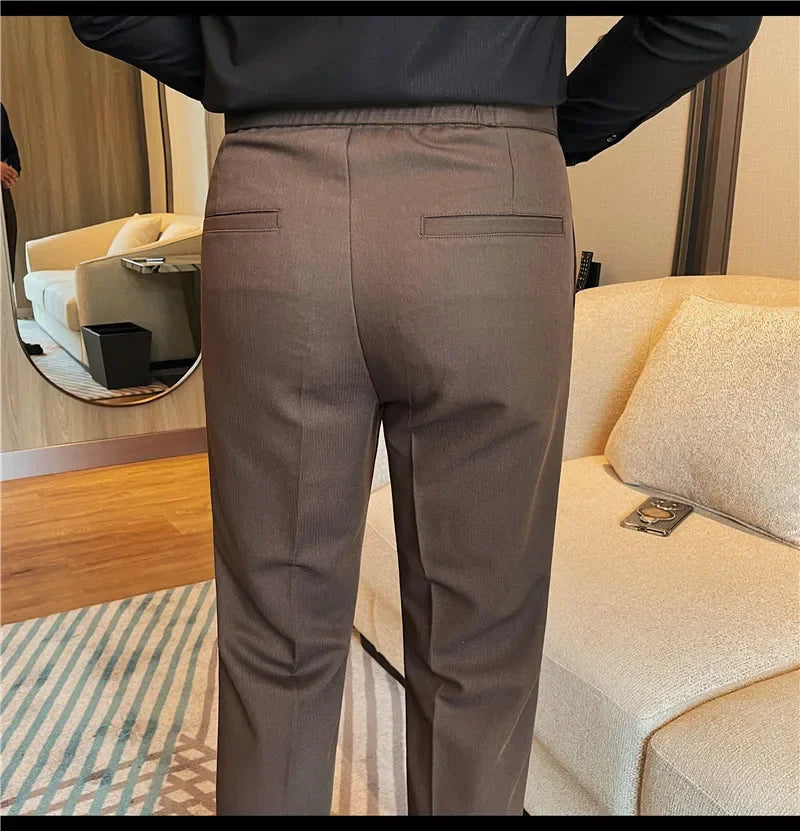 British Style Men's High Waist Casual Pants New Solid Color Naples Men Suit Pants Slim Fit Casual Business Formal Mens Trousers