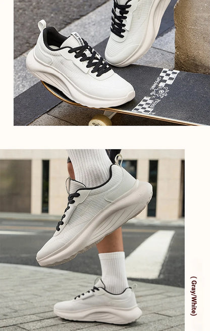 Men's Casual shoes Soft Sole Resilience Comfortable Breathable Pantshoes Black White Mesh Male Sneakers 672616702