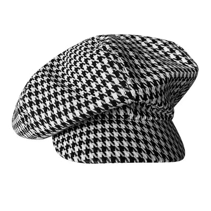 Big Head Newsboy Cap Women Beret Vintage Painter Winter Hats Houndstooth Octagonal Caps Female Bone Male NC36