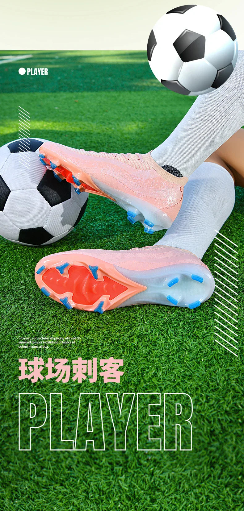 T31 High Quality Mens Soccer Shoes Training Non-Slip Turf Soccer Cleats TF/FG Football Sneakers Chuteira Campo