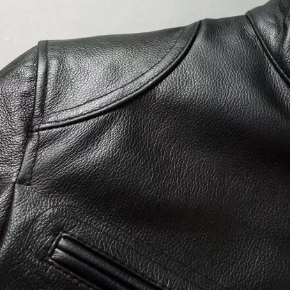 Genuine Leather Jacket Men 100%Cowhide Slim Fit Stand Collar Autumn Winter Cycling Casual Real Leather Cotton Padded Jacket Man