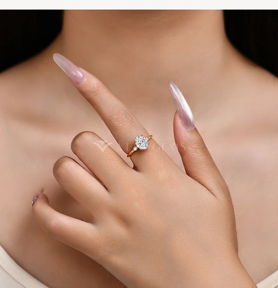 2CT Oval Cut Moissanite Solitaire Ring for Women Lab Grown VVS1 Diamond 9*7mm S925 Silver 18K Gold Wedding Fine Jewelry
