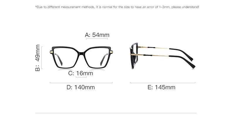 Simple Design Fashionable Large Frame Anti-Blue Light Glasses Women's Reading Glasses Customizable Prescription PFD2208