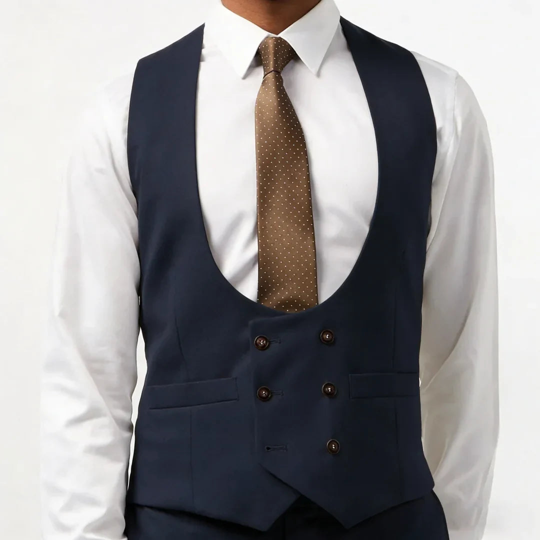 Men Vest White Double Button With Pocket Solid Waistcoat For Wedding Banquet Business Work Office Casual Daily Men Suit Vest