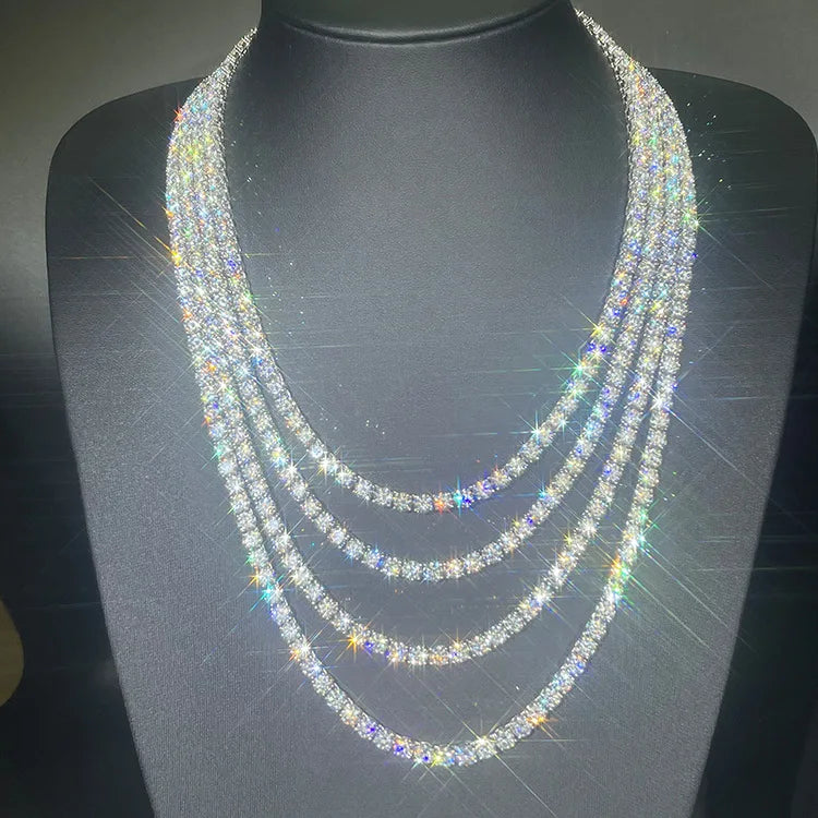 2/2.5/3/4/5mm Full D Color VVS1 Moissanite Tennis Necklace for Woman Man 925 Silver GRA Certified Party Bridal Neck Chain