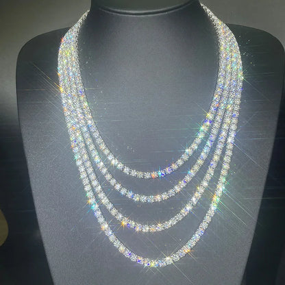 2/2.5/3/4/5mm Full D Color VVS1 Moissanite Tennis Necklace for Woman Man 925 Silver GRA Certified Party Bridal Neck Chain