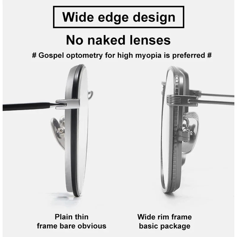 Ultralight Pure Titanium Frames Business Retro Square Men's Reading Glasses Anti-blue Light Customized Myopia DTX125