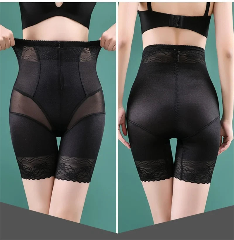 Zipper Tummy Control Panties High Waist Shapewear Brief Shorts Body Shaper Butt Lifting Silky Stretchy Fabric Seamless