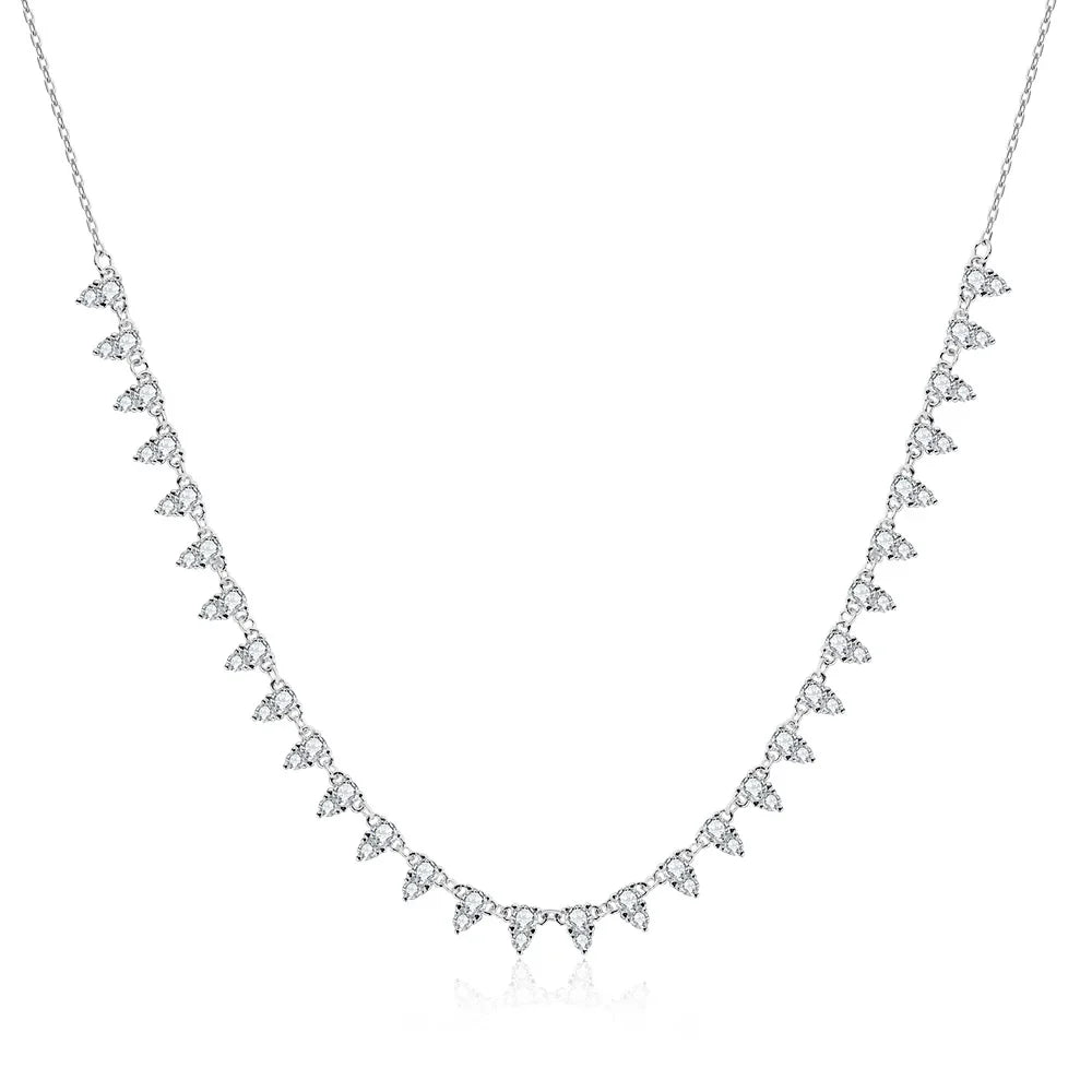 2mm/3mm D Color Moissanite Tennis Necklace s925 Sterling Silver 18inch Chain, Wedding Necklaces for Women Fine Jewelry