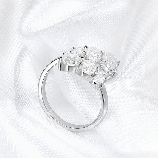 3.6CTTW Certified Full Moissanite Wedding Rings for Women Sparkling Bride Lab Diamond Band Pure 925 Silver Plated 18K