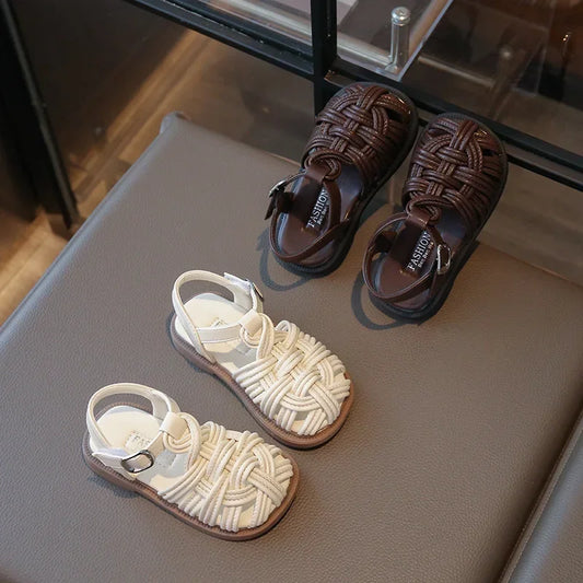 New Sandals Summer Children's Woven Casual Baby Shoes Girls Beach Shoes Slipper Baby Girl Shoes Size 22-31