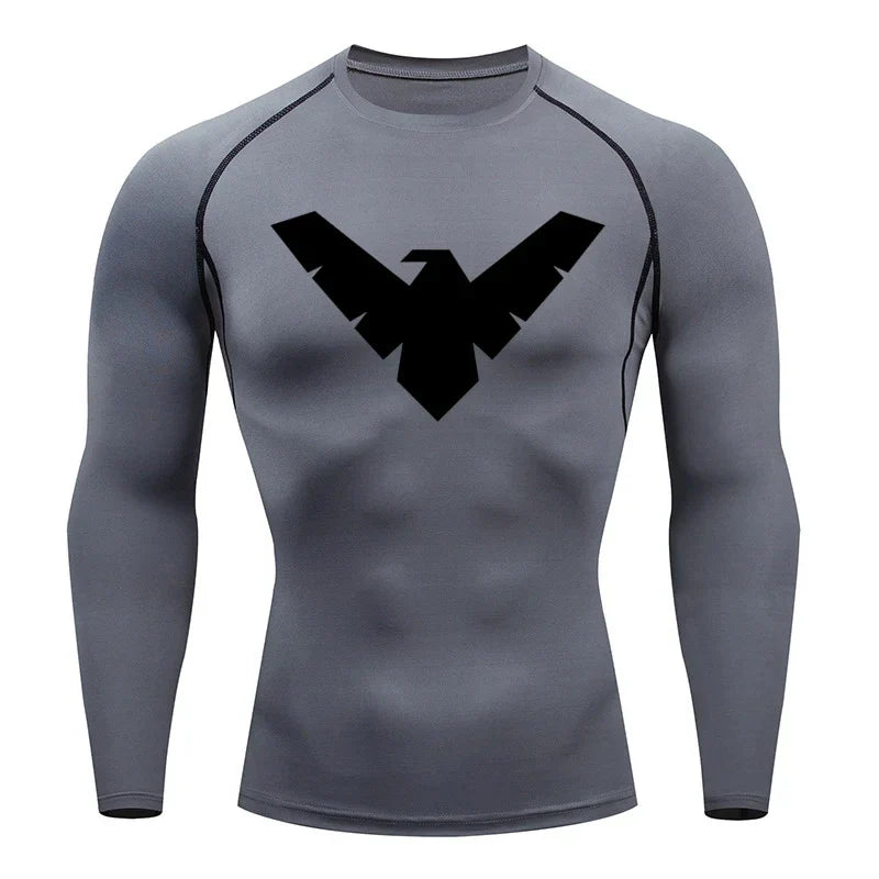 Summer Short Sleeve Compression Shirt Men Sports Top Running T Shirt Quick Dry Gym Workout Clothing Sun Protection Long Sleeve