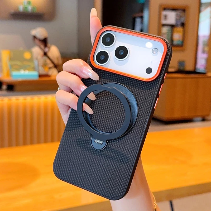 funda For iPhone Air Case ELVEV Magnetic Luxury PU Leather Anti-fall with Rotatable Ring Stand Cover for iphone17 pro max كفر