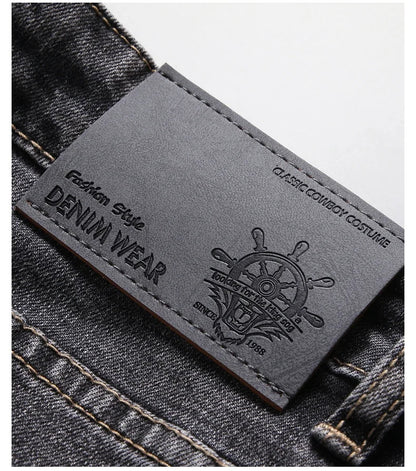2026 Cotton Stretch Jeans Business Casual Men's Thin Denim Jeans Grey Spring Summer Brand New Fit Straight Lightweight