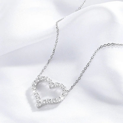 2CT Pass Tested Moissanite Heart Necklace for Women S925 Silver Plated Platinum Simulated Diamonds Pendant Birthday Gift