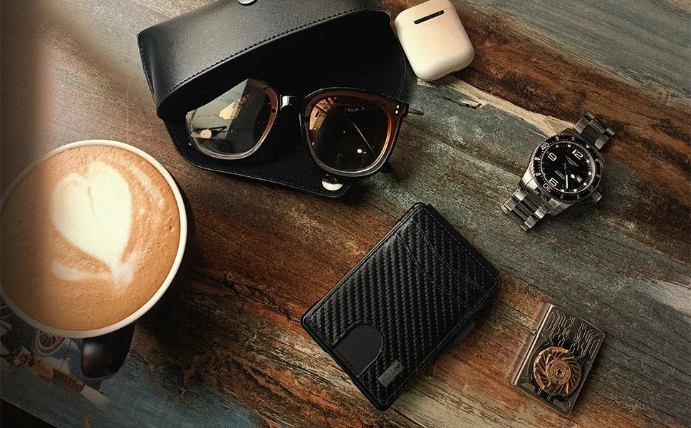 Portefeuille pour hommes, portefeuille minimaliste pour hommes 9-13 cartes, portefeuille compact et mince avec pince à billets et fenêtre d'identification, blocage RFID intelligent Pop Up C