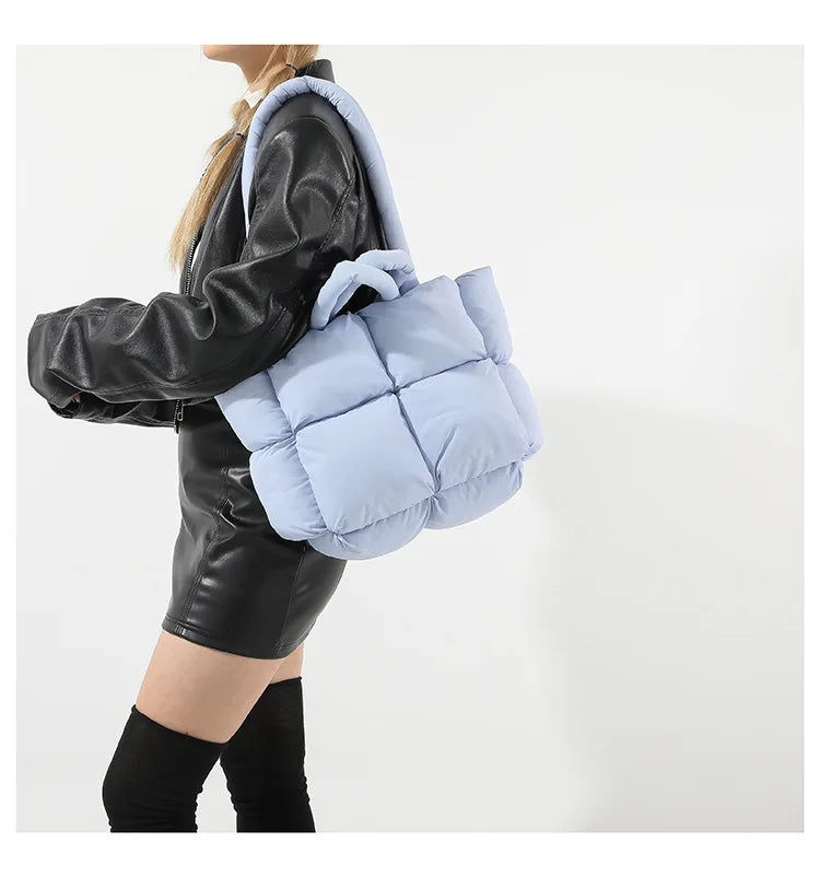 Fashion Soft Puffer Tote Bag Designer Quilted Women Shoulder Bags Nylon Padded Lady Handbags Down Cotton Warm Winter Shopper Bag