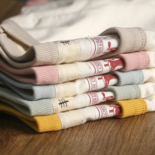 Summer New Couple Beach Tops  Fashion Casual Stitching Color Collar Tee Short Sleeve of Unisex Cotton Comfortable O-Neck T-shirt